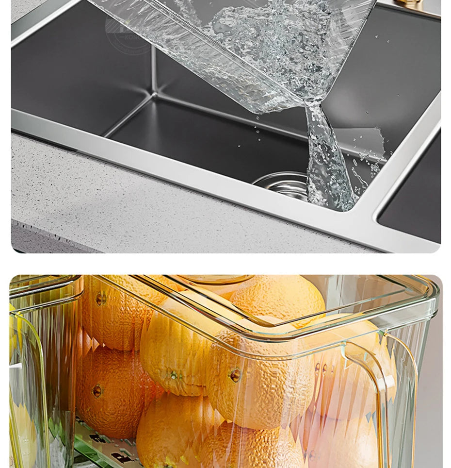 Konco Stackable Refrigerator Storage Container with Airtight Lid and Fresh Timer
