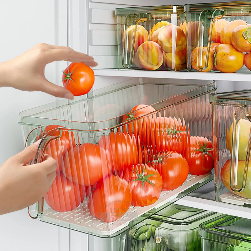 Konco Stackable Refrigerator Storage Container with Airtight Lid and Fresh Timer