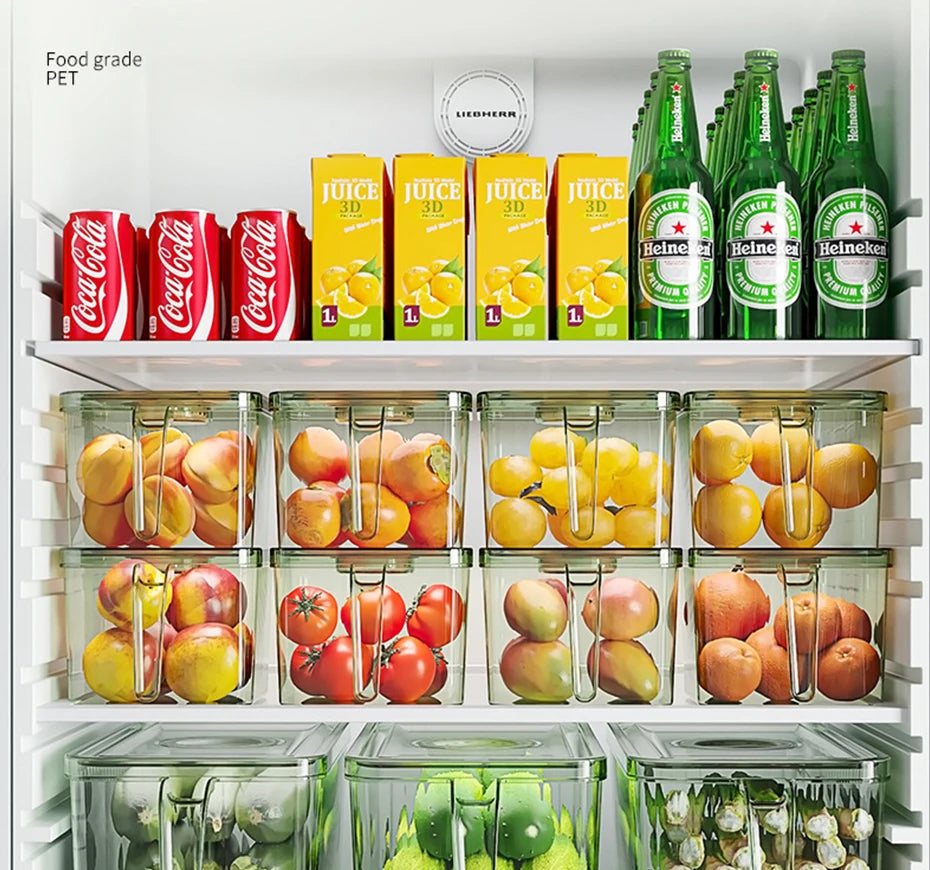 Konco Stackable Refrigerator Storage Container with Airtight Lid and Fresh Timer