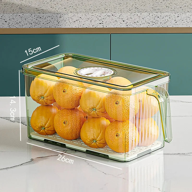 Konco Stackable Refrigerator Storage Container with Airtight Lid and Fresh Timer
