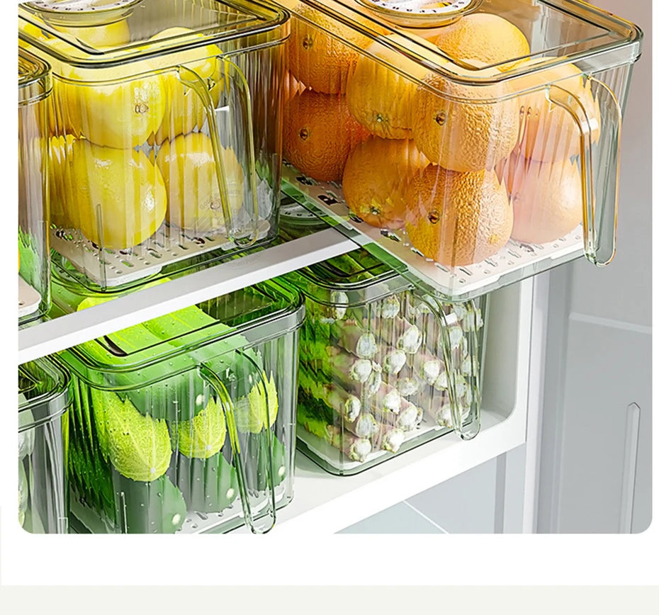 Konco Stackable Refrigerator Storage Container with Airtight Lid and Fresh Timer