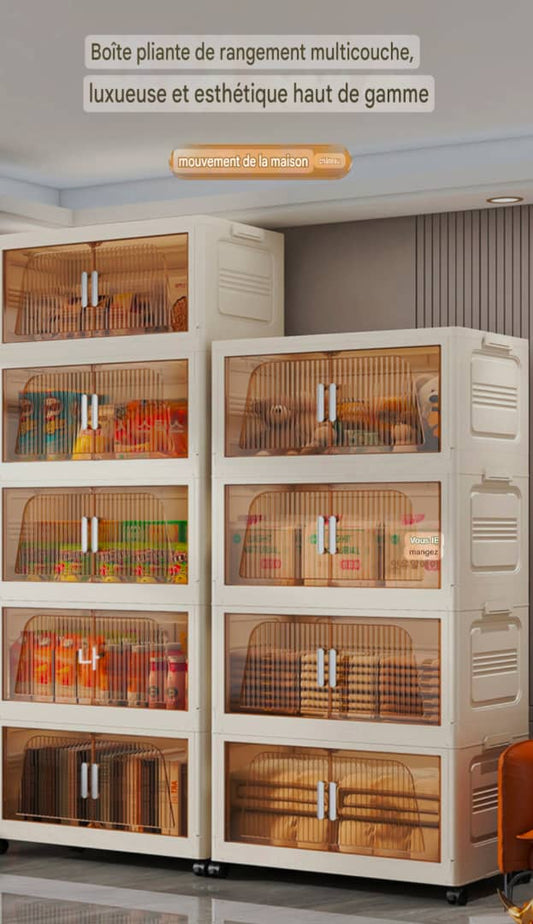 FoldyBox – Boîte de rangement pliable grande capacité avec couvercle translucide
